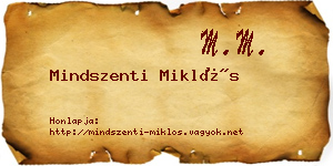 Mindszenti Miklós névjegykártya